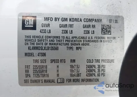 2020 Buick Encore Gx Fwd Select из США, поврежденный, VIN KL4MMDSLXLB135560